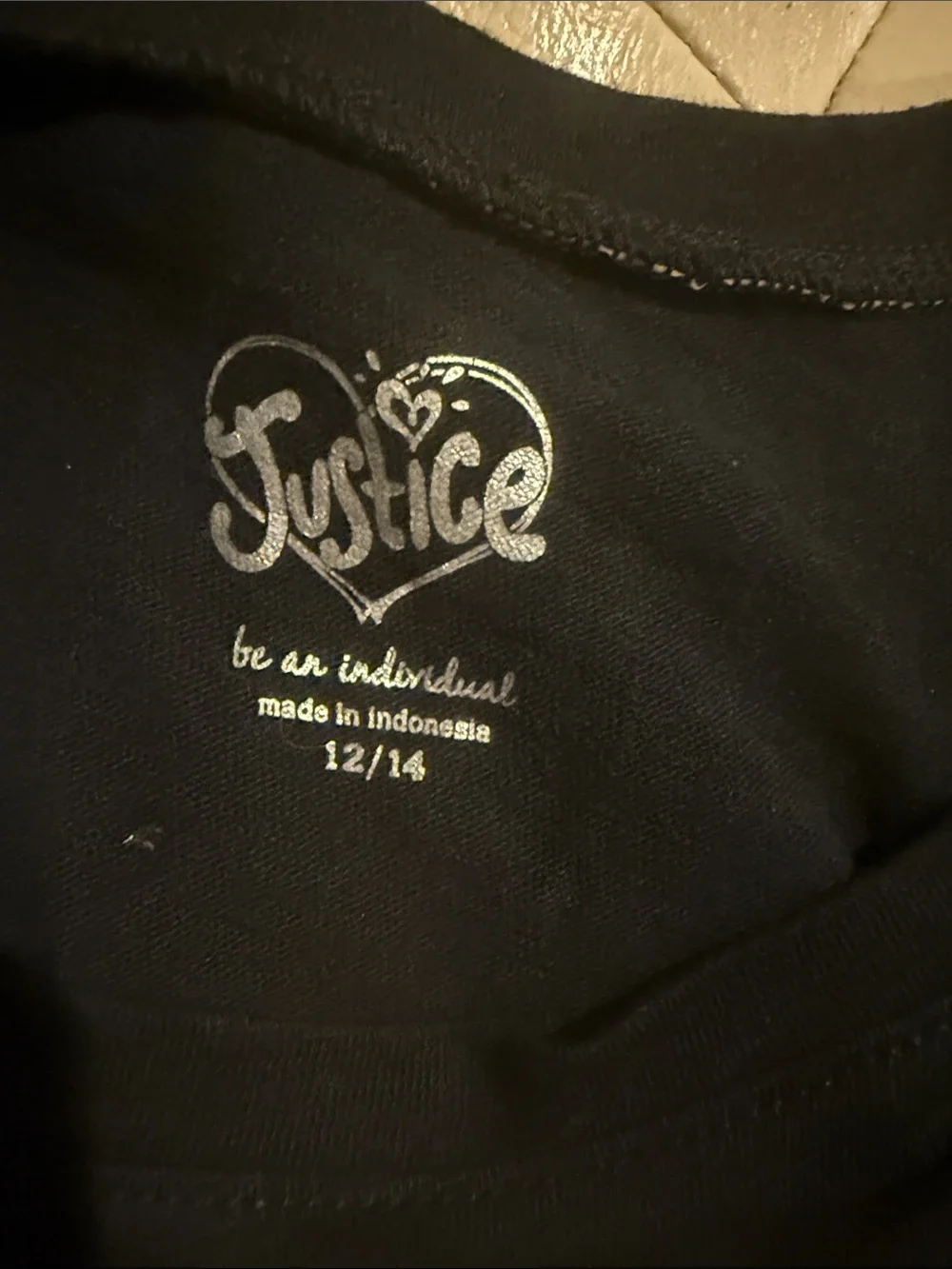 Justice Black Short Sleeve Tee with Multicolor Confetti 'T' Graphic